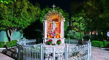 Statue of Our Lady of Guadalupe in Aguascalientes, Mexico at night