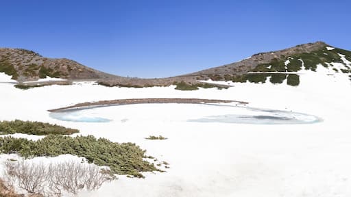 Tateyama Kurobe Alpine Route with beautiful landscape snow mountains., the tourists bus move along the japan alps snow wall with blue sky background. Toyama city, Japan.