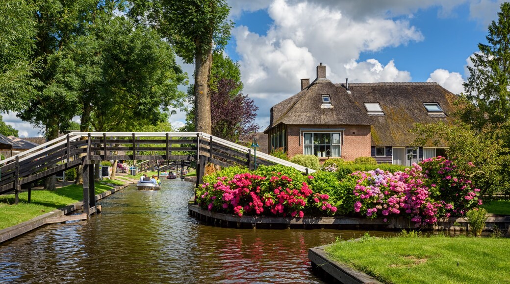 Panoramic view of Giethoorn water village, Netherlands