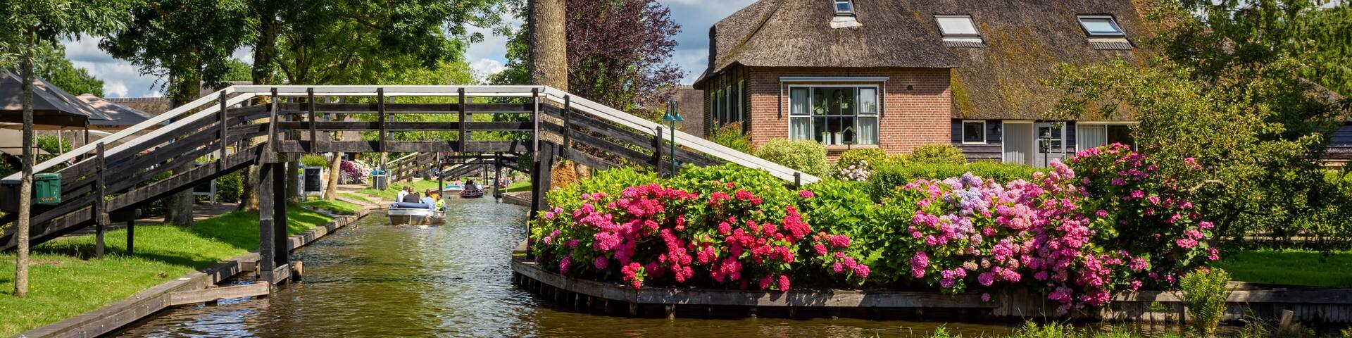 Panoramic view of Giethoorn water village, Netherlands