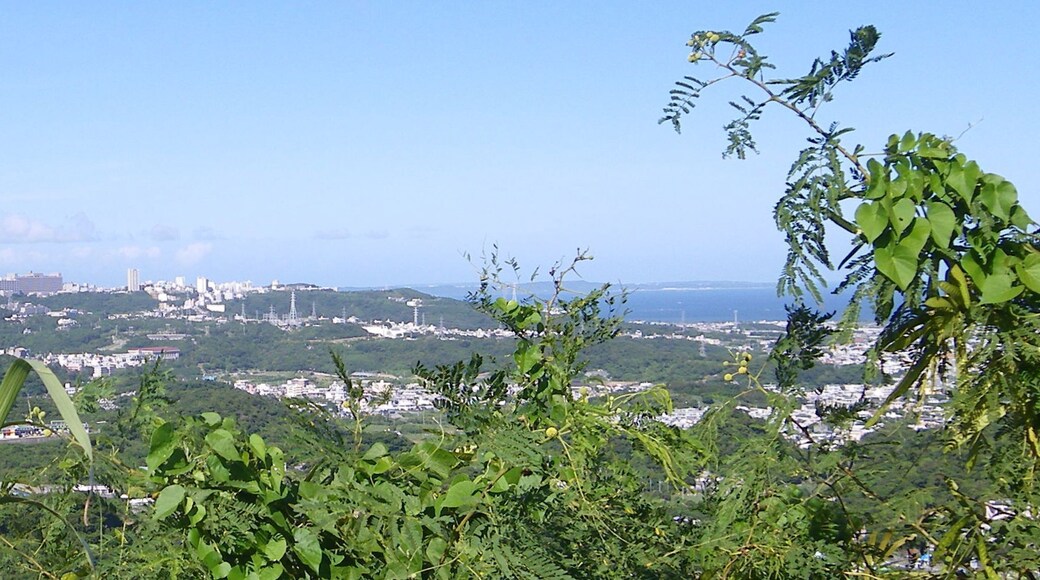 Panoramic view for Nishihara Town, taken from Fฤซtatimล, a hill nearby Bengadake, Naha, Okinawa, Japan.