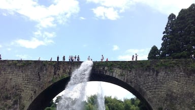 Exciting water discharge from the top of Tsujun bridge.
