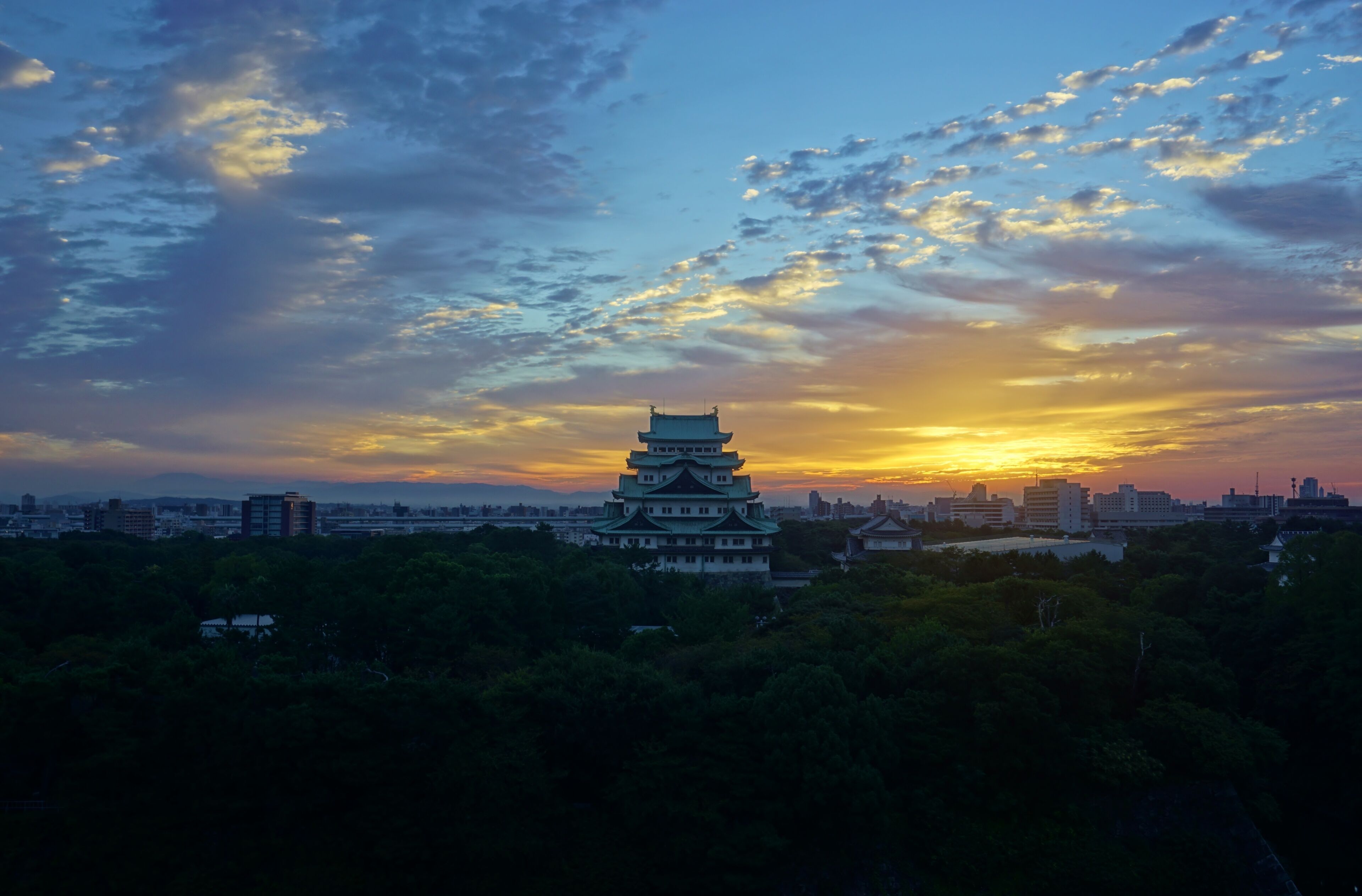 The Nagoya Castle at sunrise in Japan