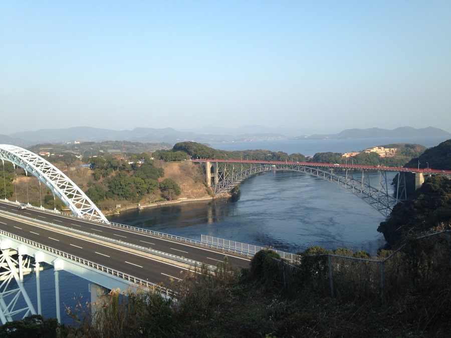新西海橋西側の西海の丘展望台(西海市側)より望む西海橋