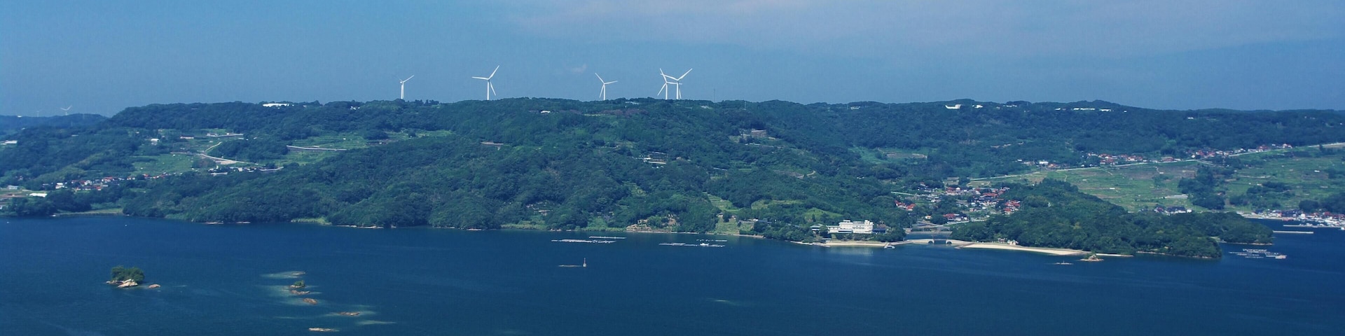 Irohajima in Imari Bay and Hizen town, from Shiratake peak of Fukushima island, Matsuura city, Nagasaki prefecture.