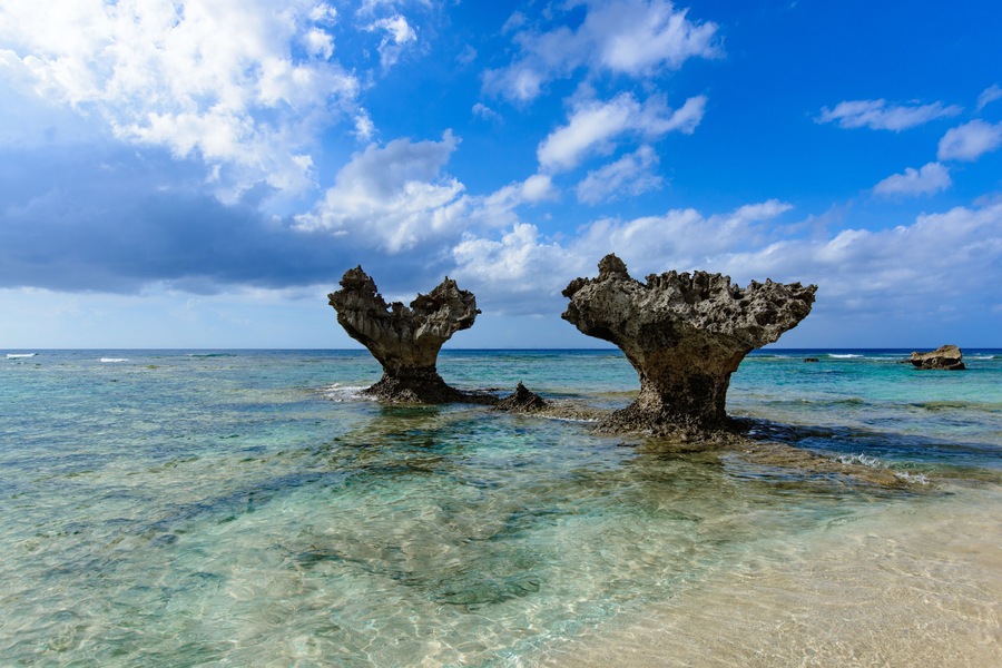 Heart lock charm on Okinawa Prefecture Kouri Island teen Beach; Shutterstock ID 517171381