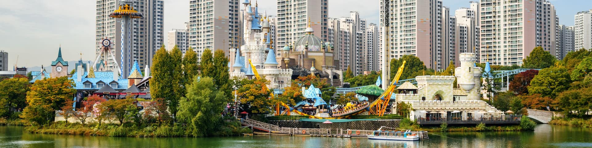Scenic park and residential high-rise buildings in Seoul