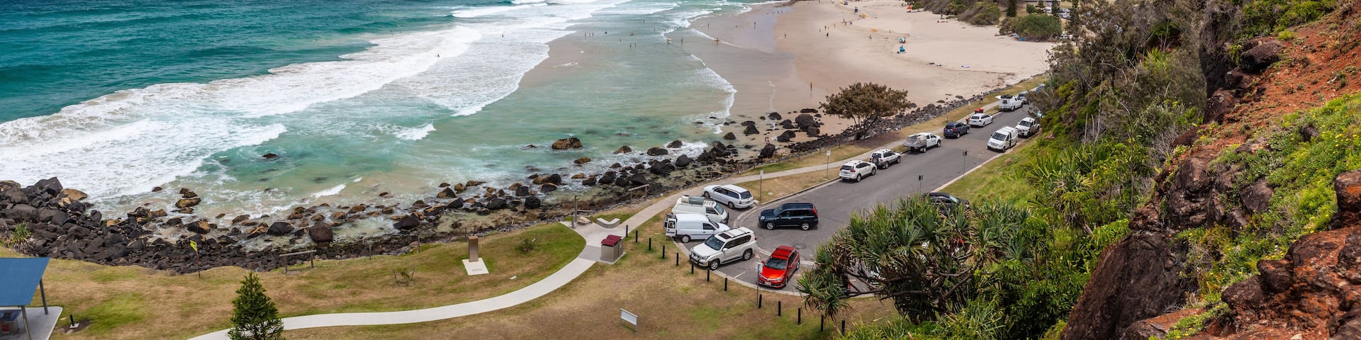 Panorama of Duranbah Beach from Lovers Rock Park in Tweed Heads, New South Wales, Australia