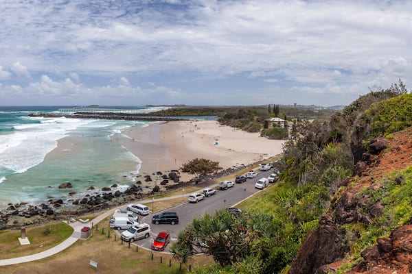 Panorama of Duranbah Beach from Lovers Rock Park in Tweed Heads, New South Wales, Australia
