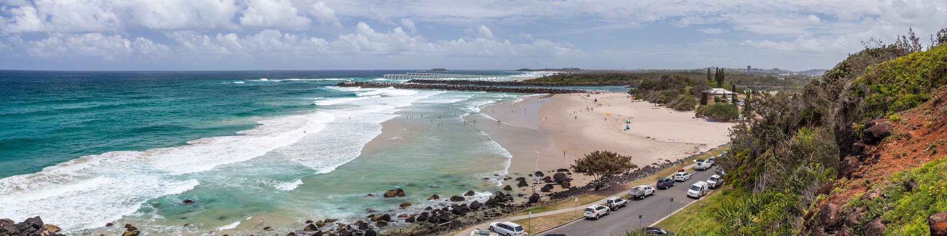 Panorama of Duranbah Beach from Lovers Rock Park in Tweed Heads, New South Wales, Australia