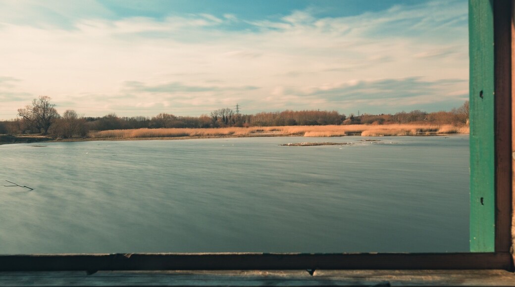 View from Draper Hide. I used a long exposure to smooth out the water and a polariser to bring out the clouds and take glare off the water.