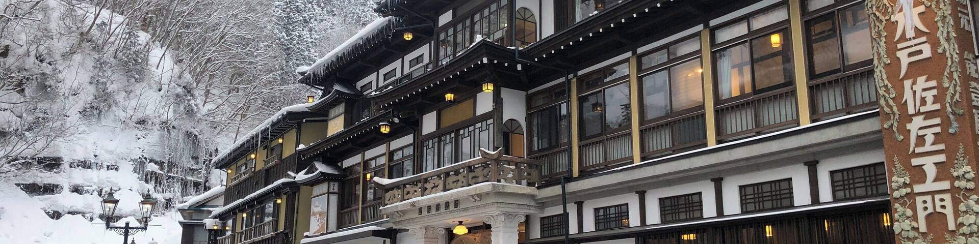 Wooden three-story building is a rare structure.