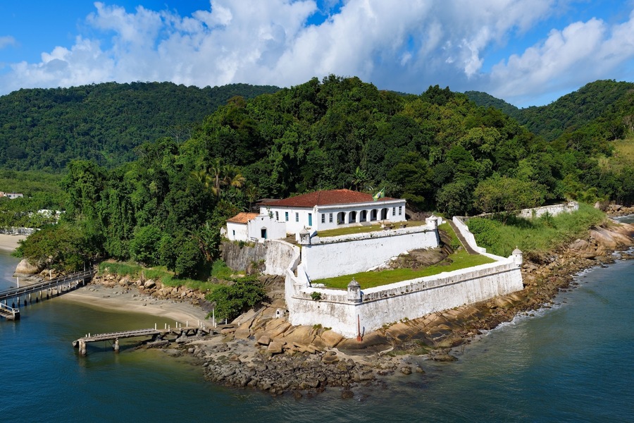 Barra Grande Fortress in Santos, Brazil harbor