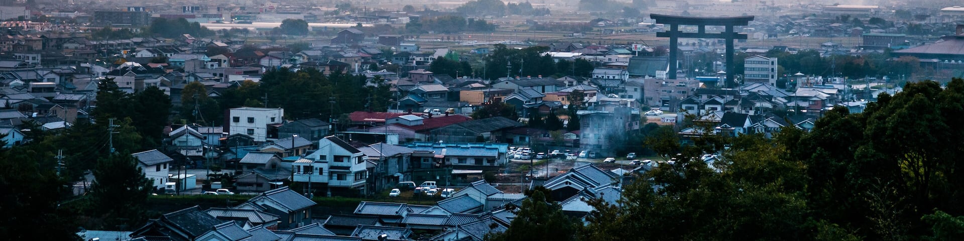 Sunset view of Miwa town, Sakurai, Nara, Japan