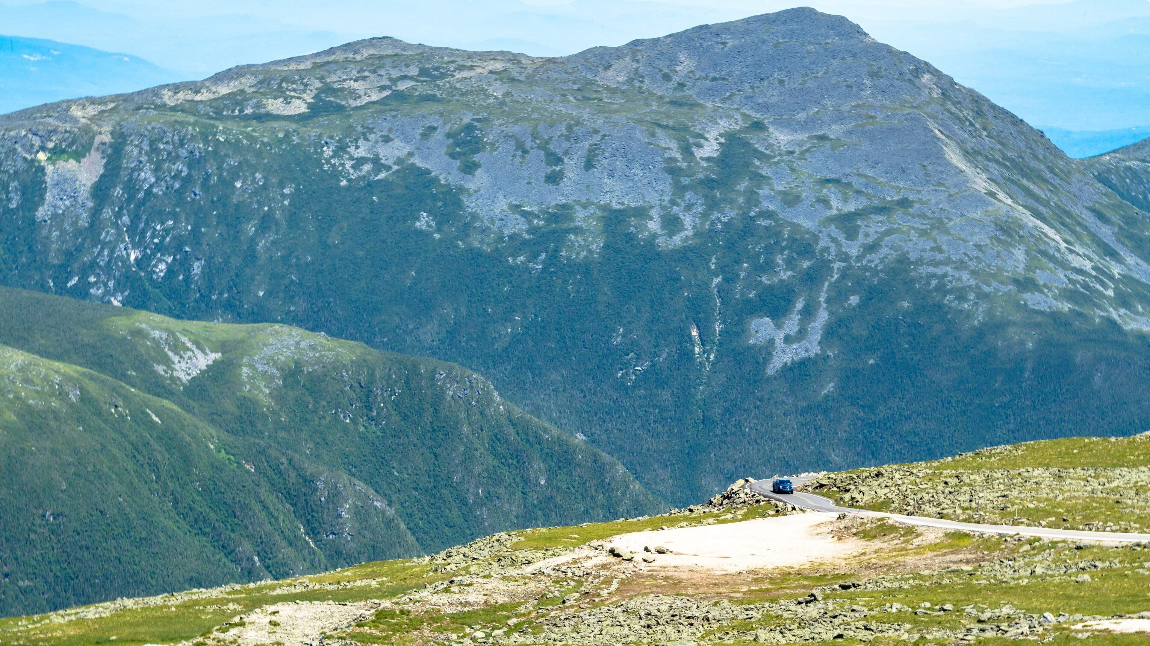 A lone car on the Mt. Washington toll road