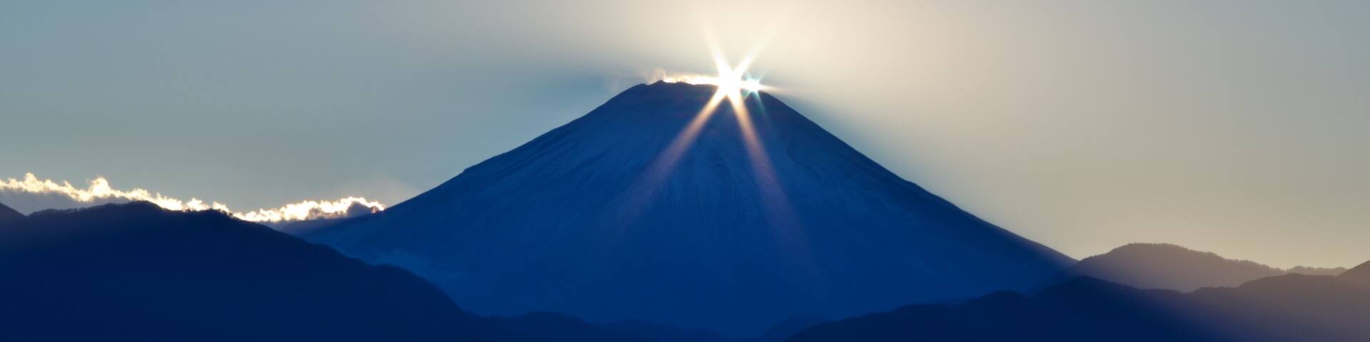 Sunset Just on the Top of Mountain Fuji , such as a Diamond , from Mountain takao Japan; Shutterstock ID 392233669; Purchase Order: -