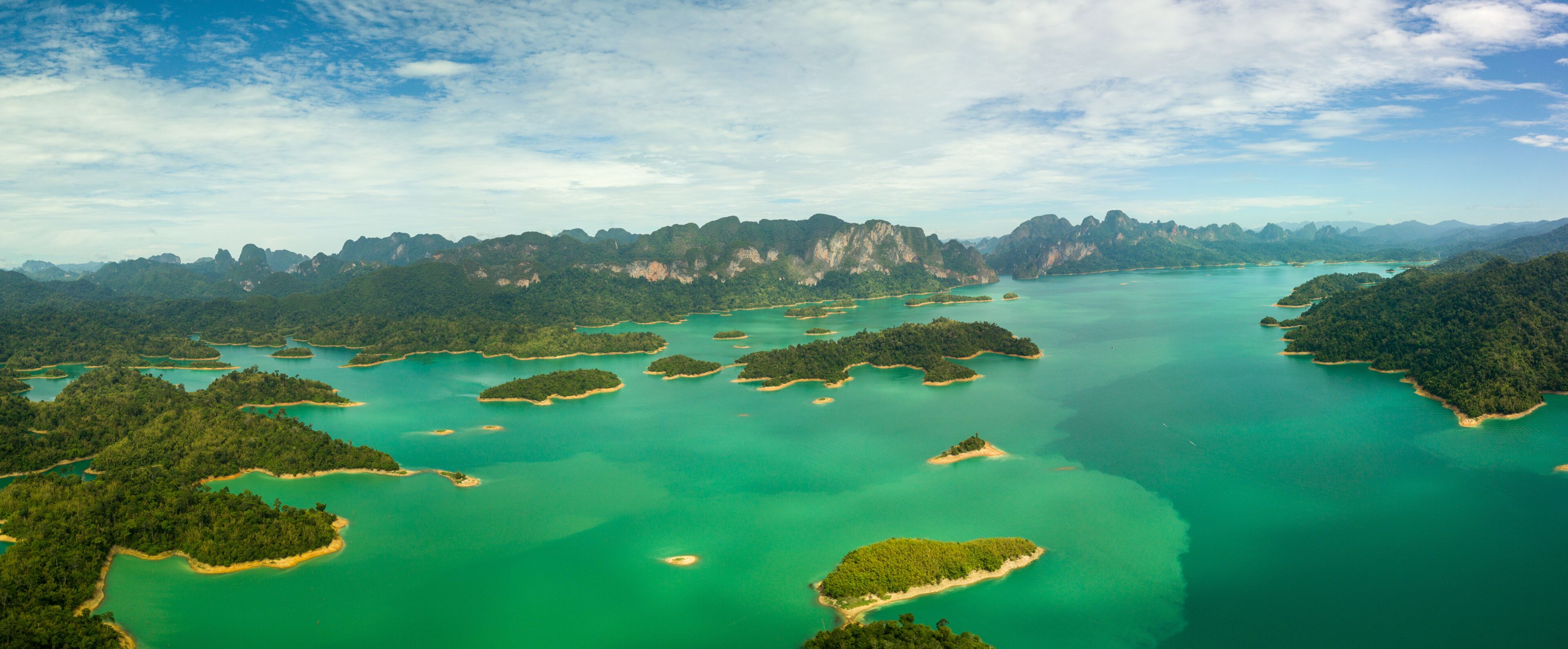 Ratchaprapha of Khao Sok National Park close to Khao Lak Thailand Aerial View with drone