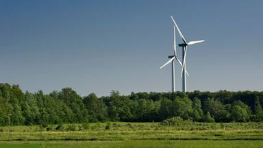 Electricity generating wind turbines in Shelburne, Ontario.