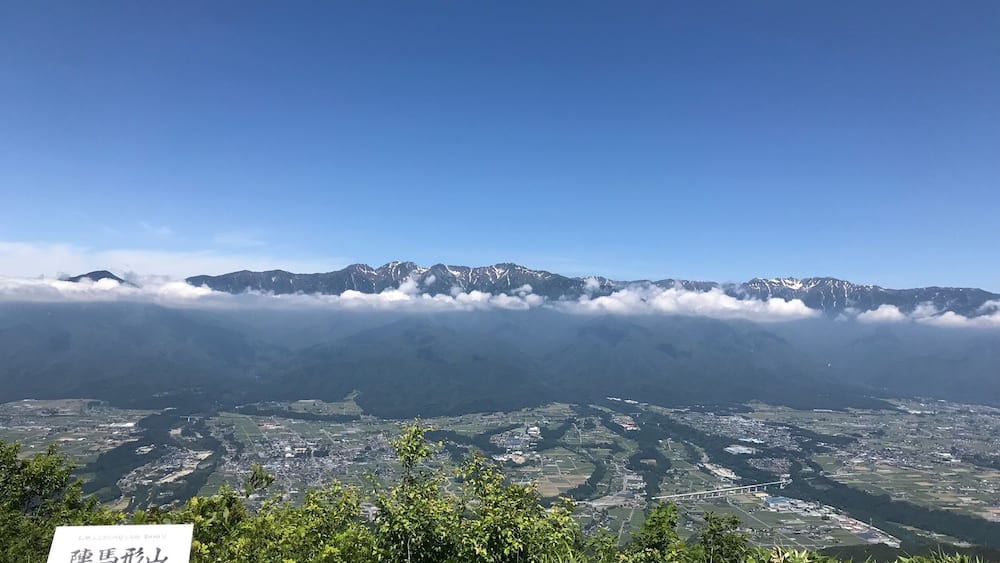 A mountain range with a sign indicating a height of 115m.
