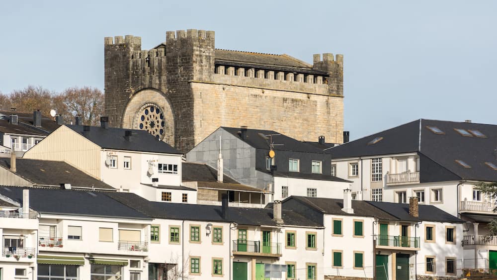 Portomarin and the Church of San Nicolás, main place of the Camino de Santiago in Lugo (Spain).