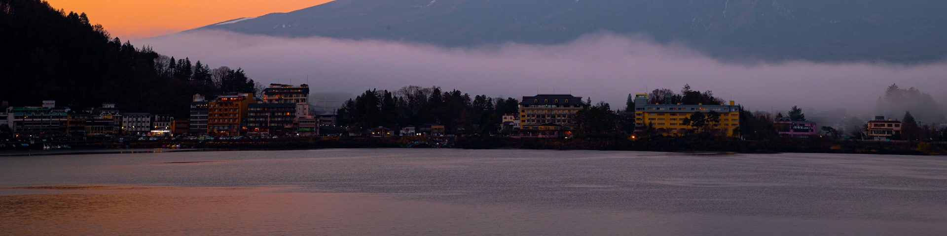 Chubu featuring a sunset, snow and mountains