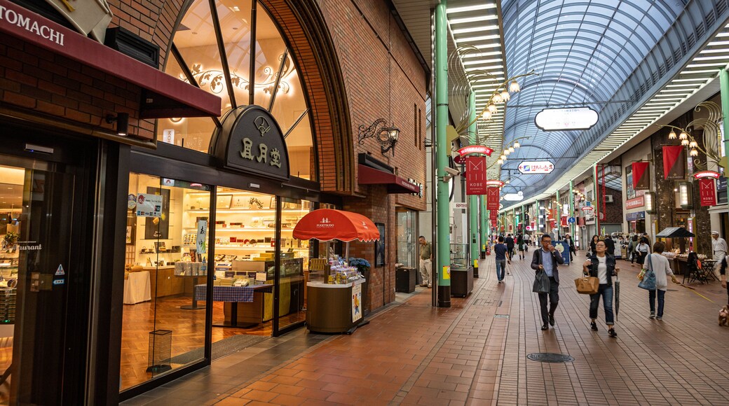 Motomachi Shopping Street which includes shopping and interior views