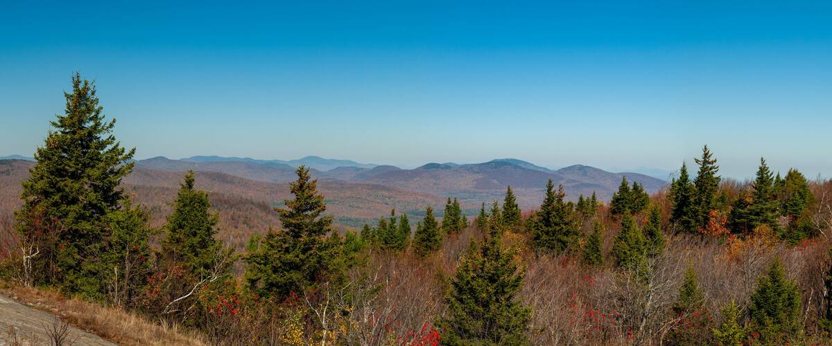 Adirondacks autumn colours from top of Hadlen Mountain, New York