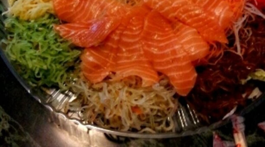 Tradditional Chinese New Year dish called Loi Hei; for luck and prosperity in the year of the Dragon. Huat Ah!!!