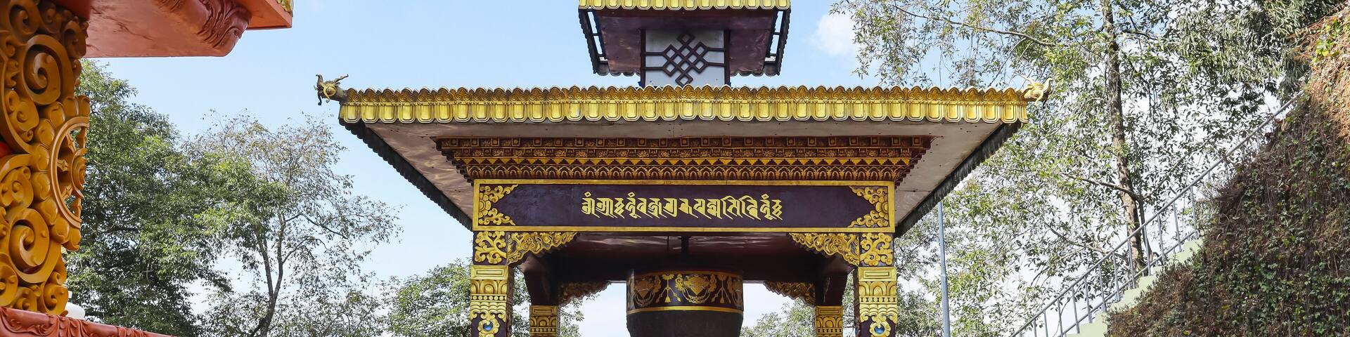 View of Pradakshina prayer wheel, Samdruptse Statue, Namchi, Sikkim, India.
