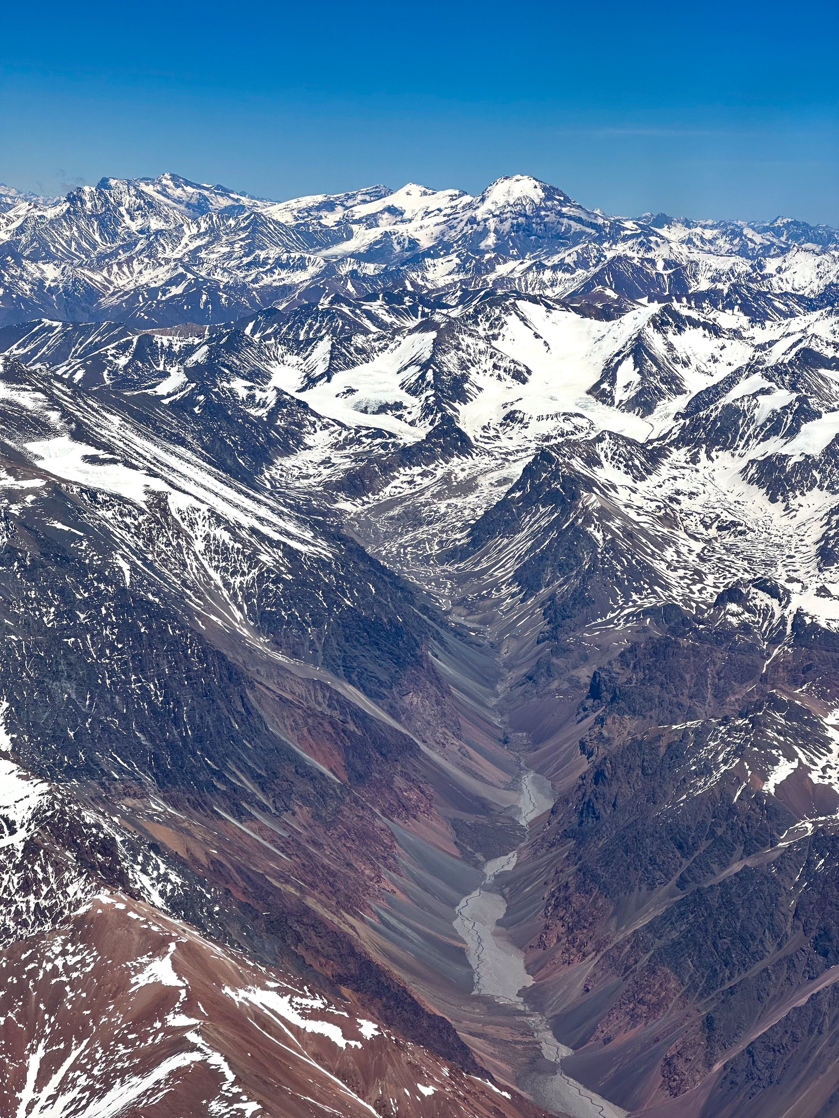 The Andes Mountains With Snow And Low Valley