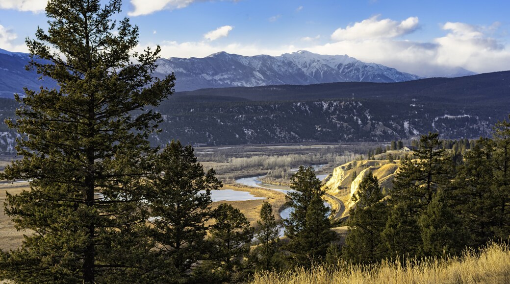 Columbia River valley in the East Kootenays near Radium Hot Springs British Columbia Canada in the early winter