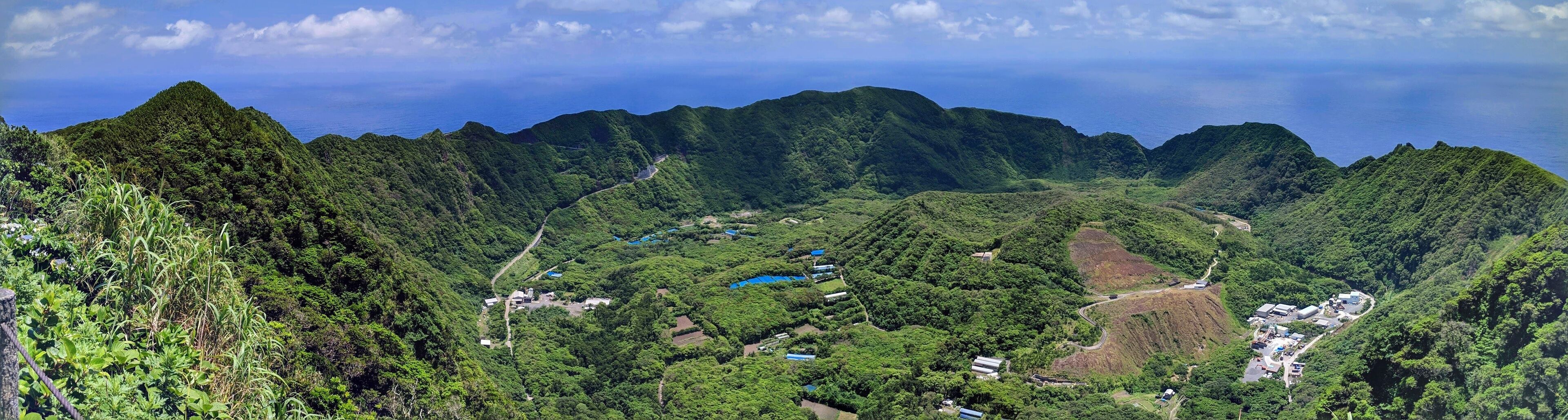 Japanese double caldera volcano panorama