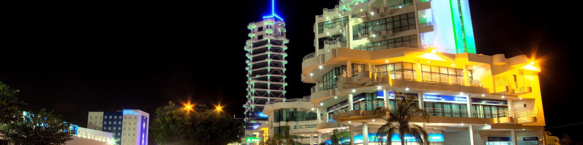 Night lights near the Forum in Culiacan, Sinaloa, Mexico.