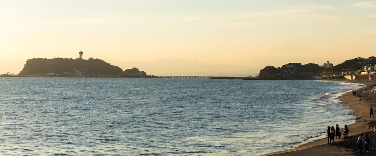 Yuigahama coast of Shonan at sunset