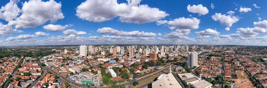 Araçatuba, State of São Paulo, Brazil, November 2018. Panoramic aerial view.