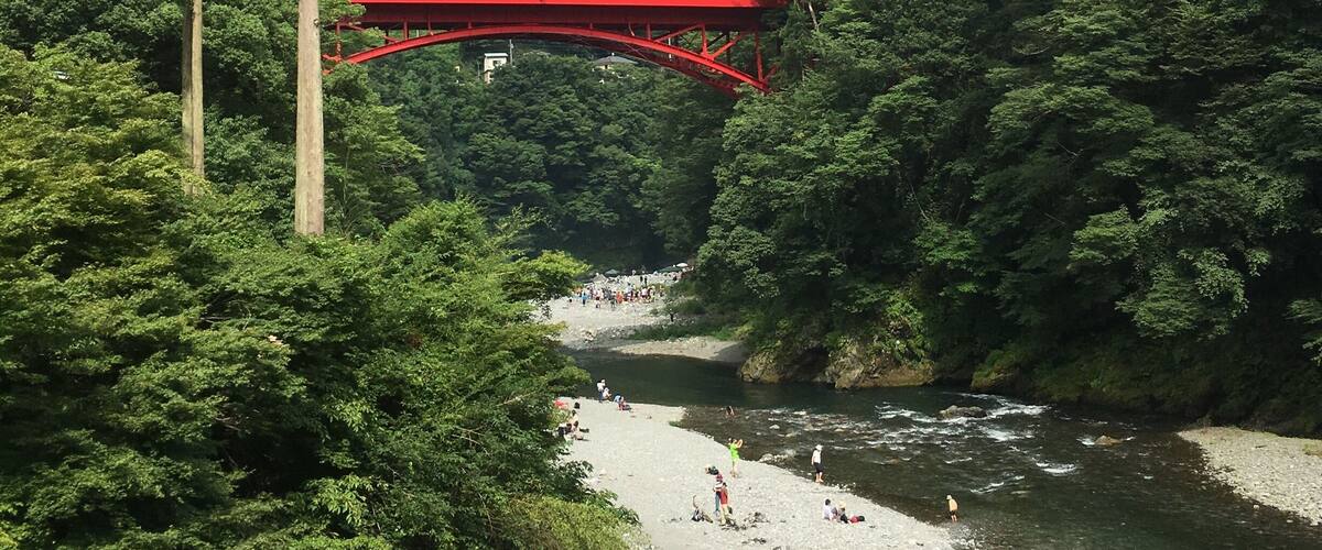Okutama, west boarder area of larger Tokyo where surrounded by high 1000m mountains and gorges. Good for summer heat escape by two hours train ride.