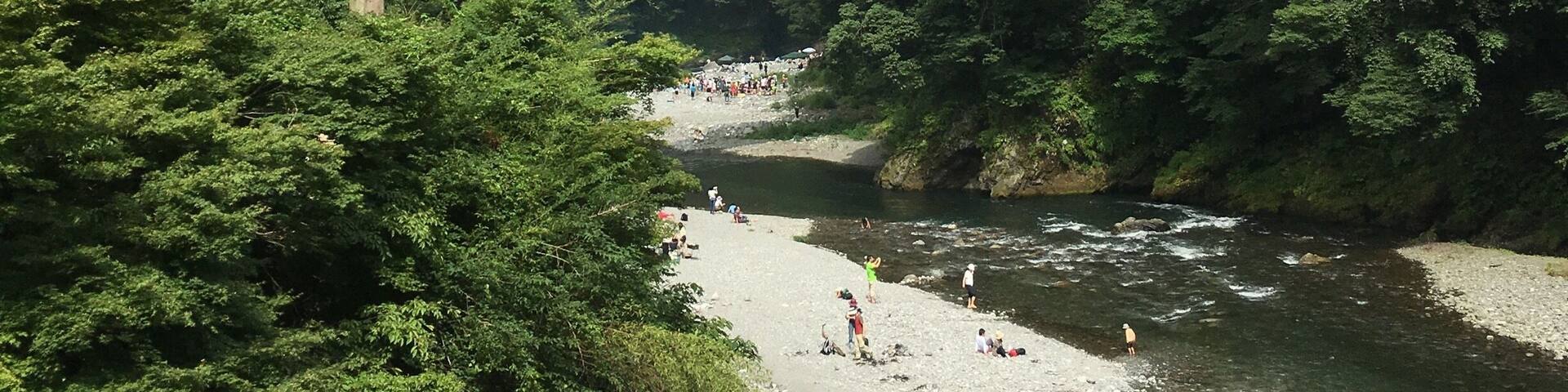 Okutama, west boarder area of larger Tokyo where surrounded by high 1000m mountains and gorges. Good for summer heat escape by two hours train ride.