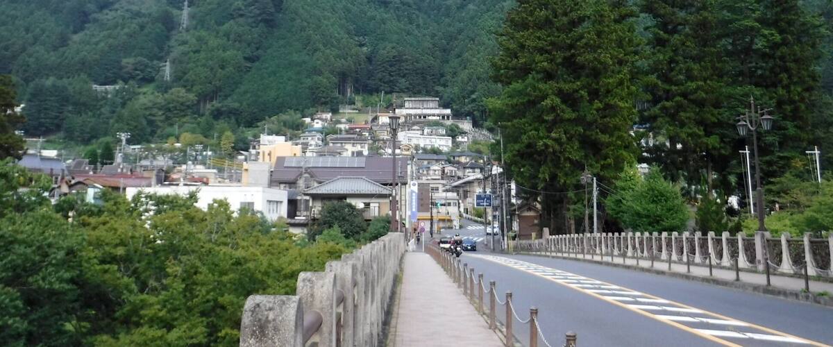A view to the northeast, from Hikawa Ōhashi Bridge in Okutama, Tokyo.