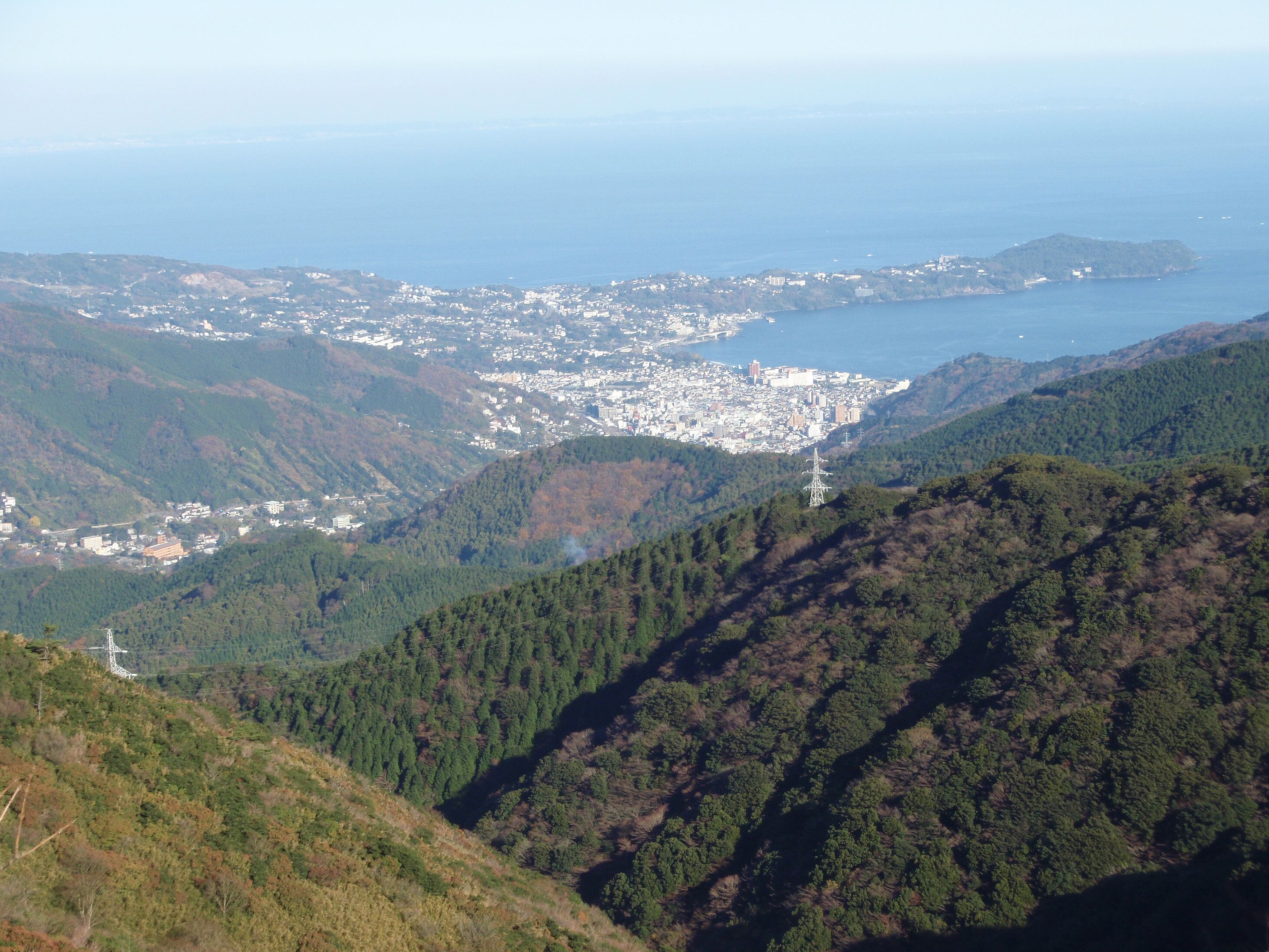 Manazuru town and Yugawara town. View from Jukkoku Pass in Shizuoka prefecture, Japan.
