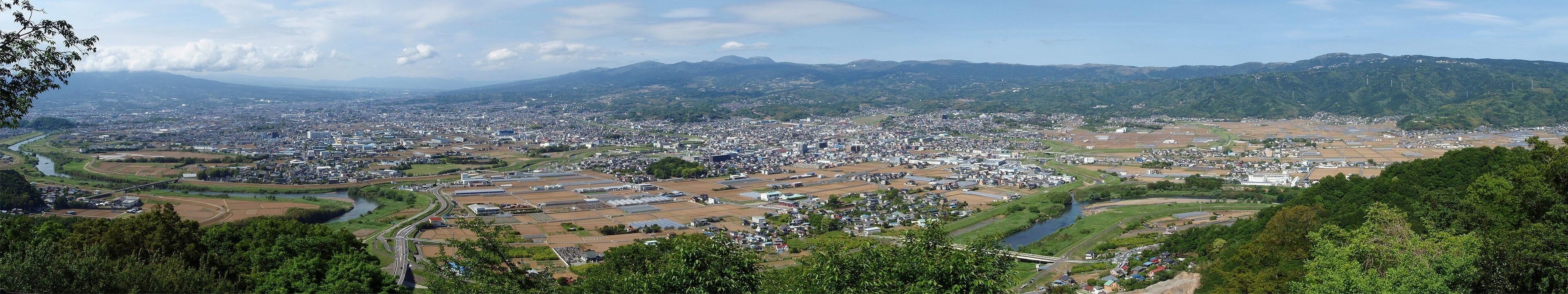 View from Mount Oarashi in Kannami town, Shizuoka prefecture, Japan. Center Mountain is Hakone volcano.