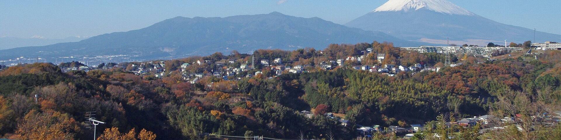 Mount Ashitaka and Mount Fuji. View from Kannami town, Shizuoka prefecture, Japan.