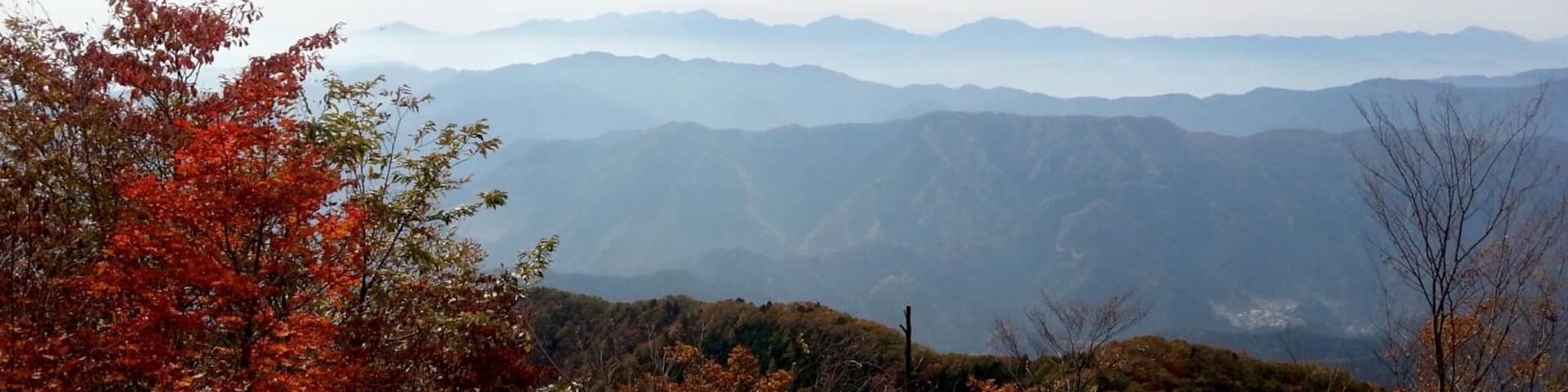 Looking south from the summit of Mount Otake. Ome, Tokyo, Japan.