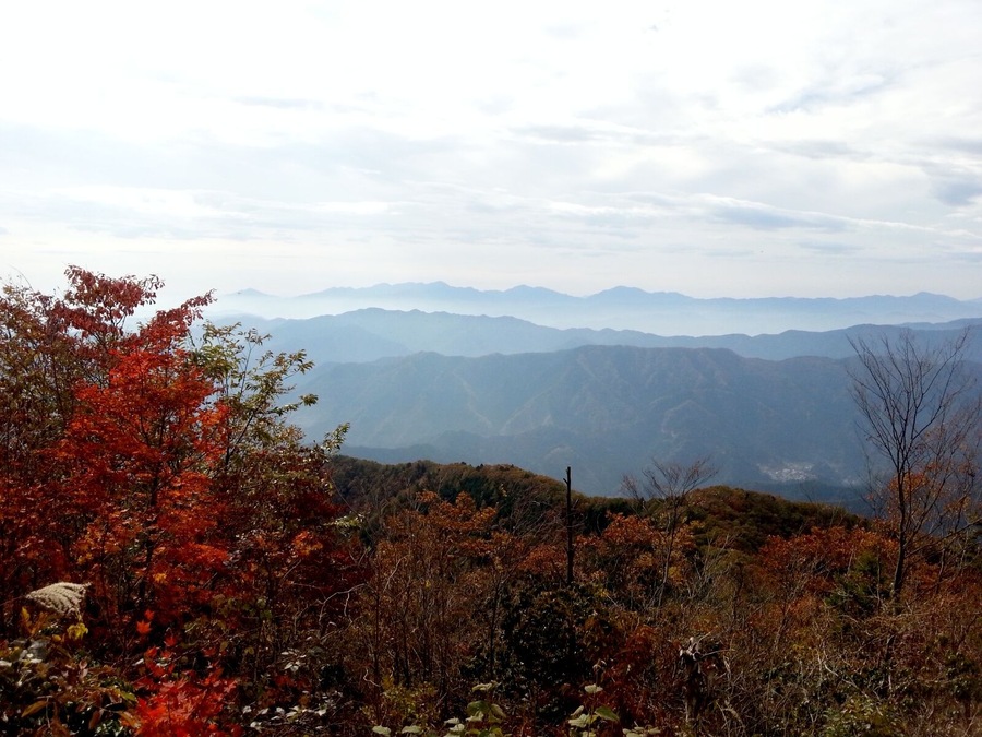 Looking south from the summit of Mount Otake. Ome, Tokyo, Japan.