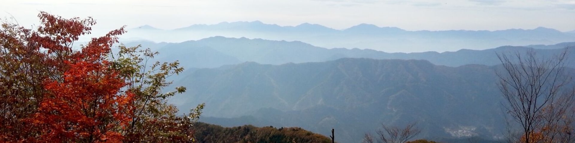 Looking south from the summit of Mount Otake. Ome, Tokyo, Japan.