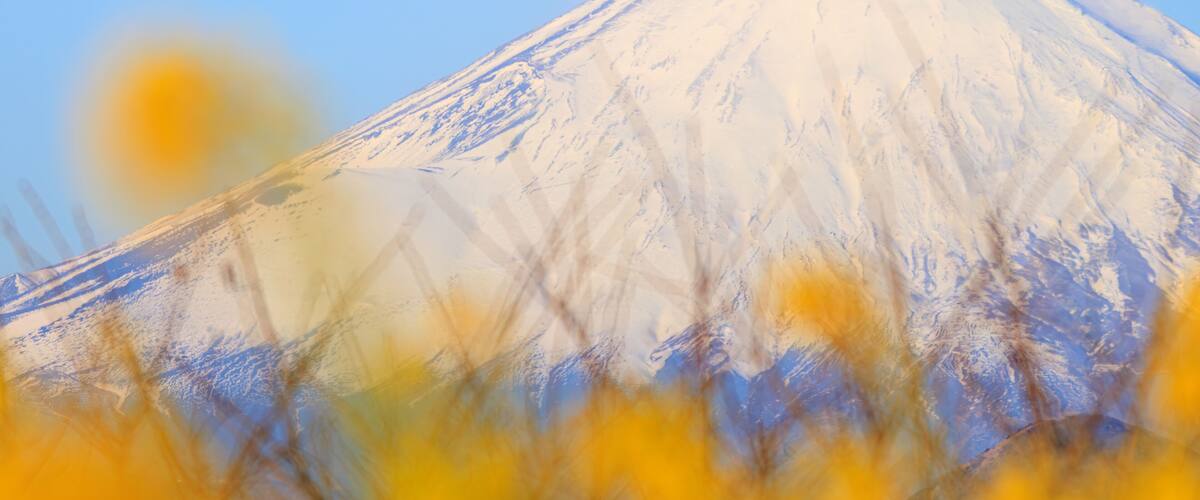 A snow-capped mountain with a clear sky.