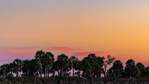 St. Mark's Lighthouse in Crawfordville, Florida as the sunsets over the Gulf of Mexico on December 18, 2019.