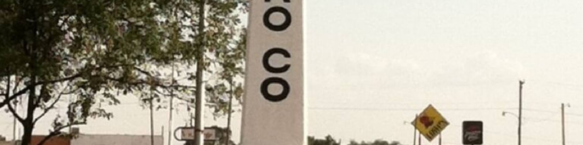 The Ozark Trail Obelisk: The Ozark Trail Obelisk is located at the intersection of highways 86 and 385 and was constructed in the 1920's for $600. Marking the distance to other towns and trade centers along the Ozark Trail, Distance in miles to Amarillo (63), Lubbock (80), Albuquerque (275), Oklahoma City (325), Ft. Worth (396), Dallas
(438), Denver (463) and Austin (476) are featured at this landmark.