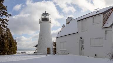 Presque Isle Point Old Lighthouse on Lake Huron