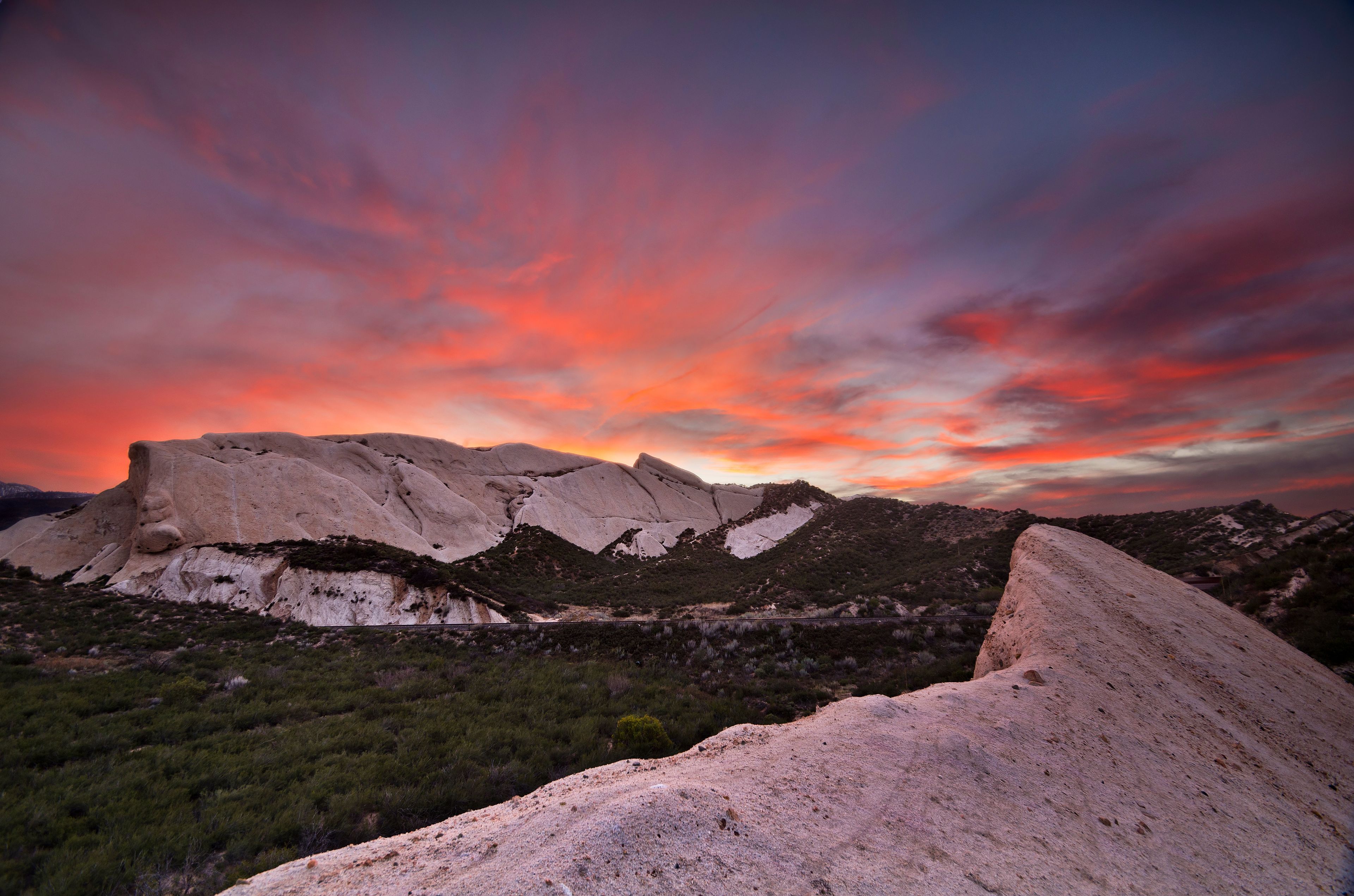 Sunset over Mormon Rocks, Cajon Pass, CA.