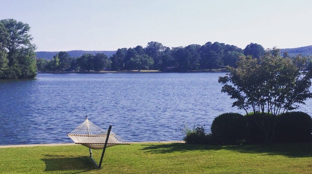 Pretty close to paradise, Lookout Point Lakeside Inn is right on Lake Hamilton and minutes from Hot Springs. Property includes a bench swing and this comfy hammock.